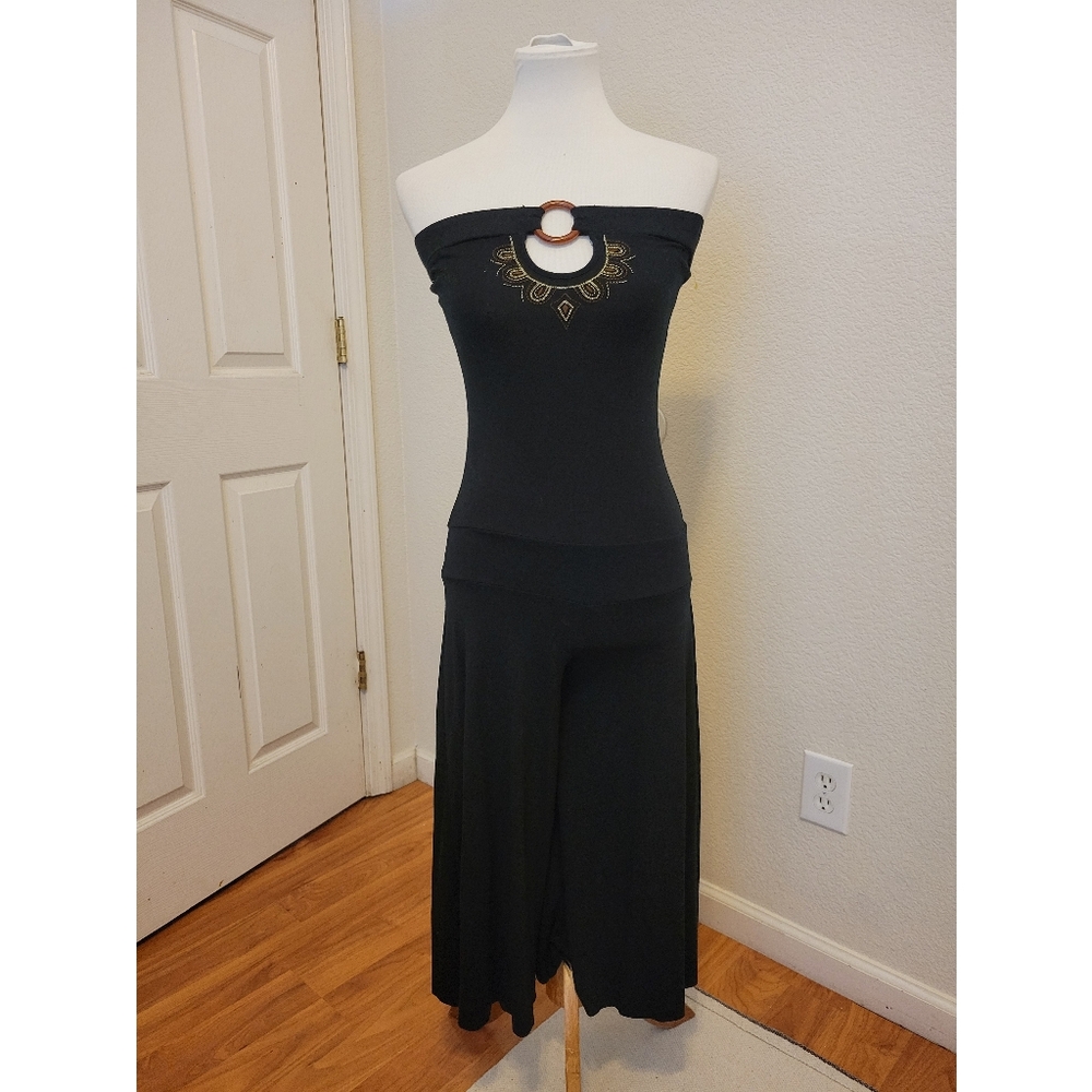 VNT 2000s y2k dropped waist romper size small all black